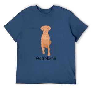 Personalized Vizsla Dad Cotton T Shirt-Apparel-Apparel, Dog Dad Gifts, Personalized, Shirt, T Shirt, Vizsla-Men's Cotton T Shirt-Navy Blue-Medium-12