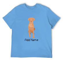 Load image into Gallery viewer, Personalized Vizsla Dad Cotton T Shirt-Apparel-Apparel, Dog Dad Gifts, Personalized, Shirt, T Shirt, Vizsla-Men&#39;s Cotton T Shirt-Sky Blue-Medium-2