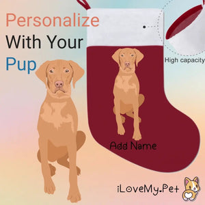 Personalized Vizsla Large Christmas Stocking-Christmas Ornament-Christmas, Home Decor, Personalized, Vizsla-Large Christmas Stocking-Christmas Red-One Size-1