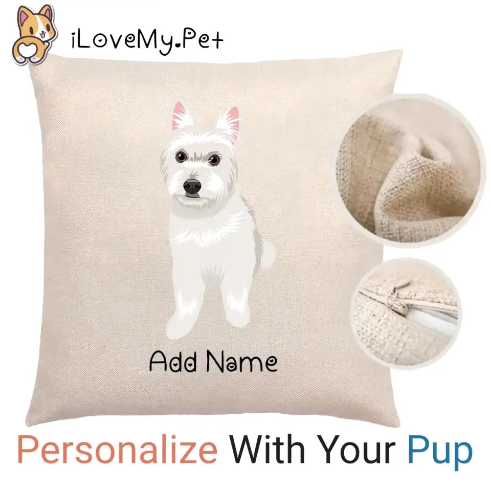 Personalized Westie Linen Pillowcase-Home Decor-Dog Dad Gifts, Dog Mom Gifts, Home Decor, Personalized, Pillows, West Highland Terrier-Linen Pillow Case-Cotton-Linen-12