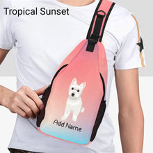 Load image into Gallery viewer, Personalized Westie Love Unisex Sling Bag Backpack-Accessories-West Highland Terrier-Unisex Sling Bag Backpack-Tropical Sunset-One Size-19