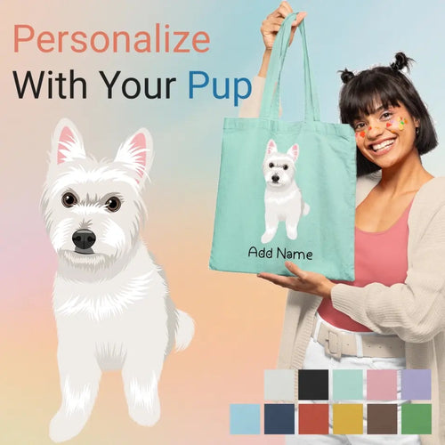 Personalized Westie Love Zippered Tote Bag-Accessories-Accessories, Bags, Dog Mom Gifts, Personalized, West Highland Terrier-Zippered Tote Bag-Pastel Purple-Classic-1