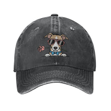 Load image into Gallery viewer, Personalized Whippet Baseball Cap - Romeo Whippet Design - Match Your Dog's Coat Color-Hats &amp; Caps-Accessories,Baseball Caps,Dog Mom Gifts-Black-One Size-1