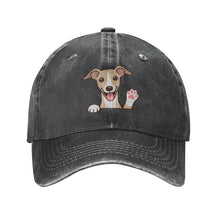 Load image into Gallery viewer, Personalized Whippet Baseball Cap - Waving Whippet Design - Match Your Dog's Coat Color-Hats &amp; Caps-Accessories,Baseball Caps,Dog Dad Gifts,Dog Mom Gifts,Whippet-Black-One Size-2