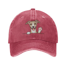 Load image into Gallery viewer, Personalized Whippet Baseball Cap - Waving Whippet Design - Match Your Dog's Coat Color-Hats &amp; Caps-Accessories,Baseball Caps,Dog Dad Gifts,Dog Mom Gifts,Whippet-Red-One Size-1