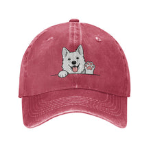 Load image into Gallery viewer, Personalized White Swiss Shepherd Baseball Cap - Waving White Swiss Shepherd Design - Match Your Dog's Coat Color-Hats &amp; Caps-Red-One Size-1