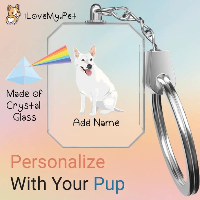 White Swiss Shepherd crystal-keychain-single