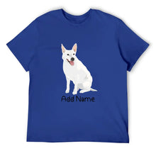 Load image into Gallery viewer, Personalized White Swiss Shepherd Dad Cotton T Shirt-Apparel-Apparel, Dog Dad Gifts, Personalized, Shirt, T Shirt, White Swiss Shepherd-Men&#39;s Cotton T Shirt-Blue-Medium-11