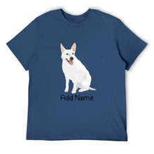 Load image into Gallery viewer, Personalized White Swiss Shepherd Dad Cotton T Shirt-Apparel-Apparel, Dog Dad Gifts, Personalized, Shirt, T Shirt, White Swiss Shepherd-Men&#39;s Cotton T Shirt-Navy Blue-Medium-12