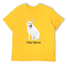 Load image into Gallery viewer, Personalized White Swiss Shepherd Dad Cotton T Shirt-Apparel-Apparel, Dog Dad Gifts, Personalized, Shirt, T Shirt, White Swiss Shepherd-Men&#39;s Cotton T Shirt-Yellow-Medium-13