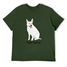 Load image into Gallery viewer, Personalized White Swiss Shepherd Dad Cotton T Shirt-Apparel-Apparel, Dog Dad Gifts, Personalized, Shirt, T Shirt, White Swiss Shepherd-Men&#39;s Cotton T Shirt-Army Green-Medium-17