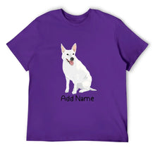 Load image into Gallery viewer, Personalized White Swiss Shepherd Dad Cotton T Shirt-Apparel-Apparel, Dog Dad Gifts, Personalized, Shirt, T Shirt, White Swiss Shepherd-Men&#39;s Cotton T Shirt-Purple-Medium-18