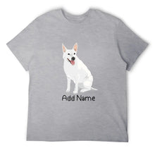 Load image into Gallery viewer, Personalized White Swiss Shepherd Dad Cotton T Shirt-Apparel-Apparel, Dog Dad Gifts, Personalized, Shirt, T Shirt, White Swiss Shepherd-Men&#39;s Cotton T Shirt-Gray-Medium-19