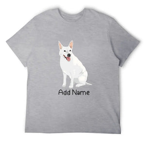 Personalized White Swiss Shepherd Dad Cotton T Shirt-Apparel-Apparel, Dog Dad Gifts, Personalized, Shirt, T Shirt, White Swiss Shepherd-Men's Cotton T Shirt-Gray-Medium-19