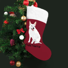 Load image into Gallery viewer, Personalized White Swiss Shepherd Large Christmas Stocking-Christmas Ornament-Christmas, Home Decor, Personalized, White Swiss Shepherd-Large Christmas Stocking-Christmas Red-One Size-2
