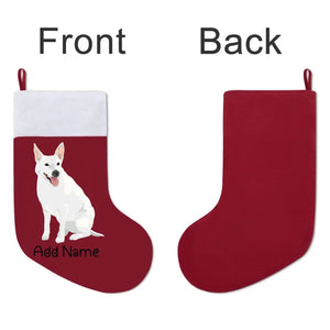 Personalized White Swiss Shepherd Large Christmas Stocking-Christmas Ornament-Christmas, Home Decor, Personalized, White Swiss Shepherd-Large Christmas Stocking-Christmas Red-One Size-3