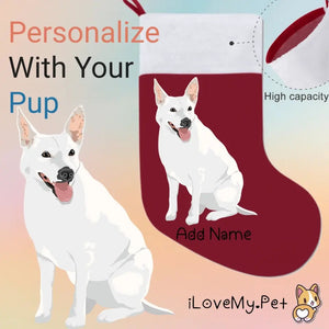 Personalized White Swiss Shepherd Large Christmas Stocking-Christmas Ornament-Christmas, Home Decor, Personalized, White Swiss Shepherd-Large Christmas Stocking-Christmas Red-One Size-1