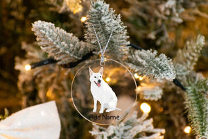 Personalized White Swiss Shepherd Love Christmas Tree Ornaments-Christmas Ornament-Christmas, Personalized, White Swiss Shepherd-Christmas Tree Ornaments-Transparent-3.5" or 8.9 cm-2