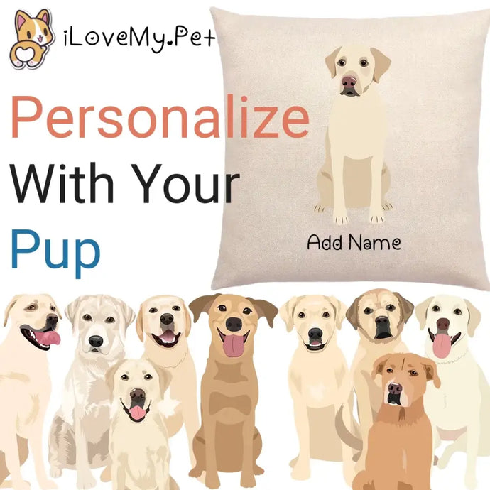 Personalized Yellow Labrador Linen Pillowcase-Linen Pillow Case-Cotton-Linen-16