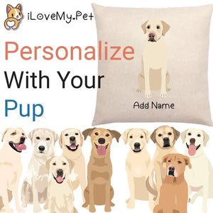 Personalized Yellow Labrador Linen Pillowcase-Home Decor-Dog Dad Gifts, Dog Mom Gifts, Home Decor, Labrador, Personalized, Pillows-1