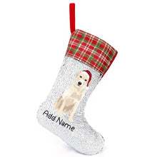 Load image into Gallery viewer, Personalized Yellow Labrador Shiny Sequin Christmas Stocking-Christmas Ornament-Christmas, Home Decor, Labrador, Personalized-Sequinned Christmas Stocking-Sequinned Silver White-One Size-2