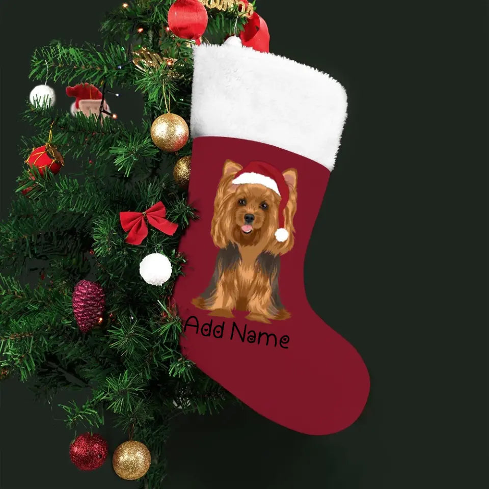 Personalized Yorkie Large Christmas Stocking-Christmas Ornament-Christmas, Home Decor, Personalized, Yorkshire Terrier-Large Christmas Stocking-Christmas Red-One Size-2