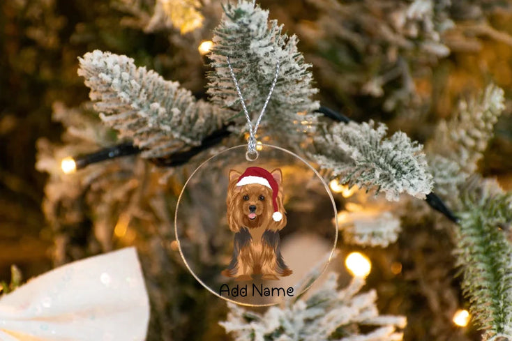 Personalized Yorkie Love Christmas Tree Ornaments-Christmas Ornament-Christmas, Personalized, Yorkshire Terrier-Christmas Tree Ornaments-Transparent-3.5" or 8.9 cm-1
