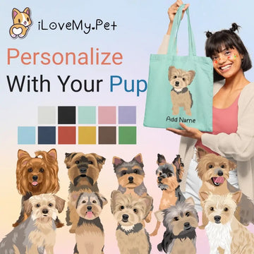 Personalized Yorkie Love Zippered Tote Bag-Accessories-Accessories, Bags, Dog Mom Gifts, Personalized, Yorkshire Terrier-1