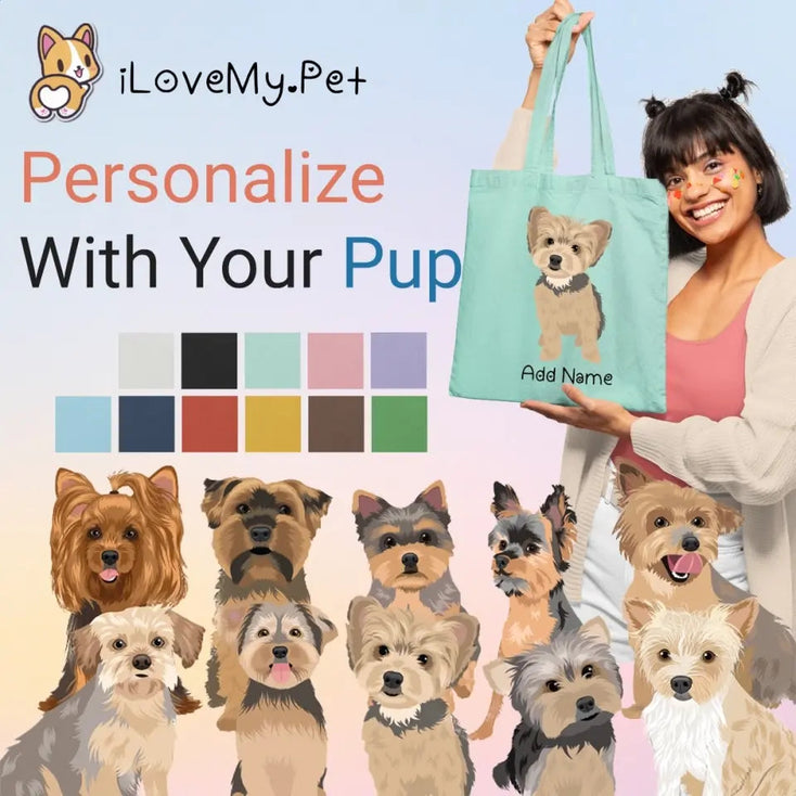 Personalized Yorkie Love Zippered Tote Bag-Accessories-Accessories, Bags, Dog Mom Gifts, Personalized, Yorkshire Terrier-1