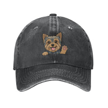 Load image into Gallery viewer, Personalized Yorkshire Terrier Baseball Cap - Waving Yorkshire Terrier Design - Match Your Dog's Coat Color-Hats &amp; Caps-Black-One Size-2