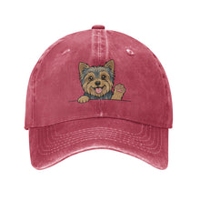 Load image into Gallery viewer, Personalized Yorkshire Terrier Baseball Cap - Waving Yorkshire Terrier Design - Match Your Dog's Coat Color-Hats &amp; Caps-Red-One Size-1