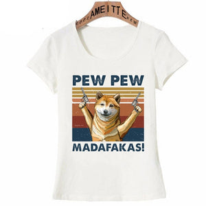 Pew Pew Black American Pit Bull Terrier Womens T Shirt - Series 6-Apparel-American Pit Bull Terrier, Apparel, Dogs, Shirt, T Shirt, Z1-Shiba Inu-S-6