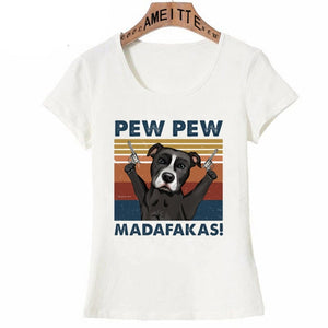 Pew Pew Black American Pit Bull Terrier Womens T Shirt - Series 6-Apparel-American Pit Bull Terrier, Apparel, Dogs, Shirt, T Shirt, Z1-American Pit Bull Terrier - Black-S-1