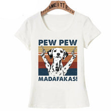 Load image into Gallery viewer, Pew Pew Dalmatian Womens T Shirt - Series 3-Apparel-Apparel, Dalmatian, Dogs, T Shirt, Z1-Dalmatian-S-1