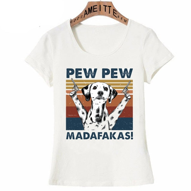 Pew Pew Dalmatian Womens T Shirt - Series 3-Apparel-Apparel, Dalmatian, Dogs, T Shirt, Z1-Dalmatian-S-1