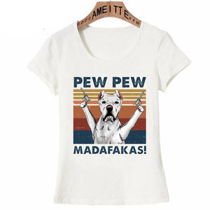 Pew Pew Dogue de Bordeaux Womens T Shirt - Series 3-Apparel-Apparel, Dogs, Dogue de Bordeaux, T Shirt, Z1-American Pit Bull Terrier - White-S-5