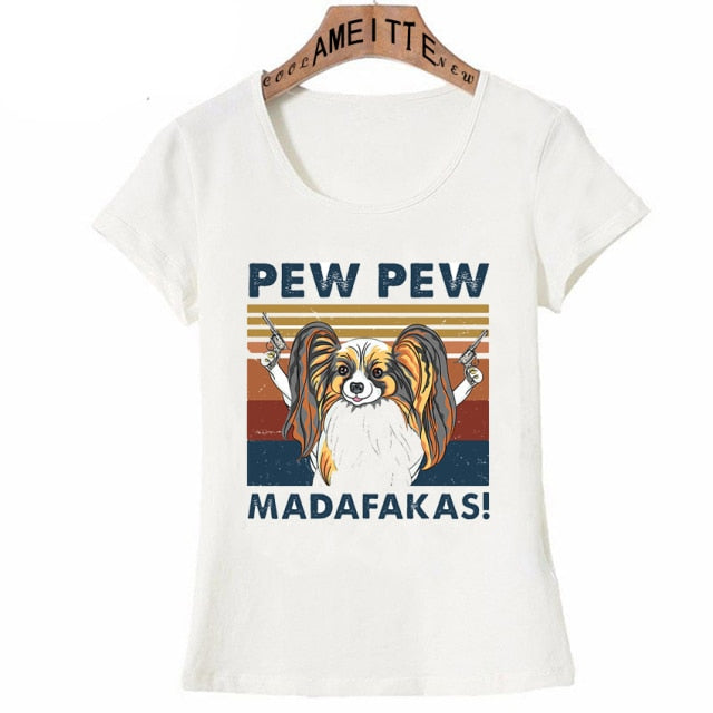 Pew Pew Papillon Womens T Shirt - Series 2-Apparel-Apparel, Dogs, Papillon, T Shirt, Z1-Papillon-S-1
