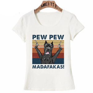 Pew Pew American Pit Bull Terrier Womens T Shirt - Series 5-Apparel-American Pit Bull Terrier, Apparel, Dogs, Shirt, T Shirt, Z1-Great Dane - Black-S-10