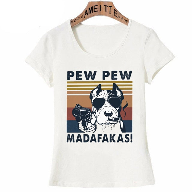 Pew Pew American Pit Bull Terrier Womens T Shirt - Series 5-Apparel-American Pit Bull Terrier, Apparel, Dogs, Shirt, T Shirt, Z1-American Pit Bull Terrier-S-1