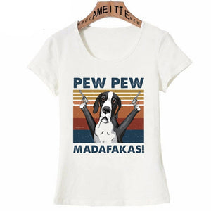 Pew Pew White American Pit Bull Terrier Womens T Shirt - Series 3-Apparel-American Pit Bull Terrier, Apparel, Dogs, Shirt, T Shirt, Z1-Great Dane-S-11