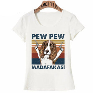 Pew Pew White American Pit Bull Terrier Womens T Shirt - Series 3-Apparel-American Pit Bull Terrier, Apparel, Dogs, Shirt, T Shirt, Z1-Cocker Spaniel-S-6
