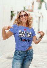 Load image into Gallery viewer, My Pied Frenchie My Biggest Love Women&#39;s Cotton T Shirt - 4 Colors-Apparel-Apparel, French Bulldog, Shirt, T Shirt-Blue-S-4