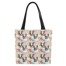 Load image into Gallery viewer, Pied French Bulldogs in Floral Bloom Large Canvas Tote Bags - Set of 2-Accessories-Accessories, Bags, French Bulldog-6