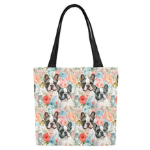Load image into Gallery viewer, Pied French Bulldogs in Floral Bloom Large Canvas Tote Bags - Set of 2-Accessories-Accessories, Bags, French Bulldog-7