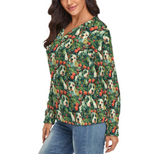 Load image into Gallery viewer, Pine and Pit Bulls Canopy Women&#39;s V-Neck Christmas Sweater-Apparel-Apparel,Christmas,Dog Mom Gifts,Pit Bull,Sweater,Sweatshirt-3