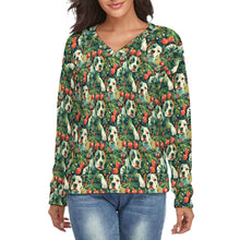 Load image into Gallery viewer, Pine and Pit Bulls Canopy Women&#39;s V-Neck Christmas Sweater-Apparel-Apparel,Christmas,Dog Mom Gifts,Pit Bull,Sweater,Sweatshirt-S-2