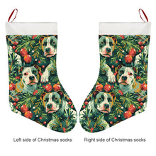 Load image into Gallery viewer, Pine and Pit Bulls Christmas Canopy Christmas Stocking-Christmas Ornament-Christmas, Home Decor, Pit Bull-26X42CM-White1-3