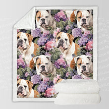 Load image into Gallery viewer, Pink and Purple Petal Bulldogs Soft Warm Fleece Blanket-Blanket-Blankets, English Bulldog, Home Decor-10