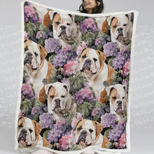 Load image into Gallery viewer, Pink and Purple Petal Bulldogs Soft Warm Fleece Blanket-Blanket-Blankets, English Bulldog, Home Decor-11