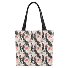 Load image into Gallery viewer, Pink and White Floral Boston Terriers Large Canvas Tote Bags - Set of 2-Accessories-Accessories, Bags, Boston Terrier-6